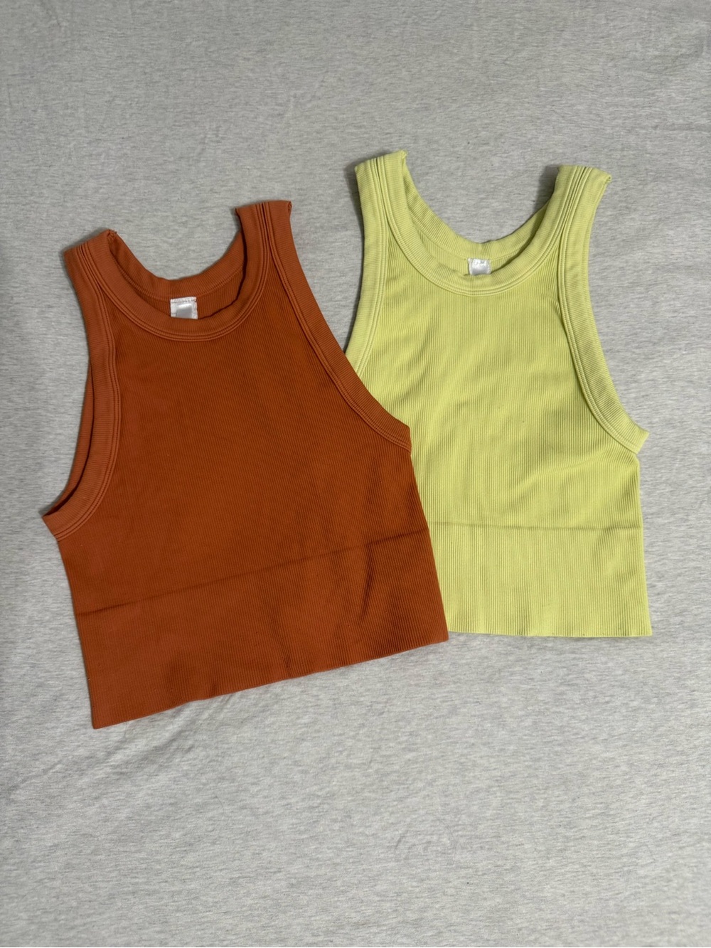 Nikibiki Ribbed Tank Tops in Rust Orange & Lime
